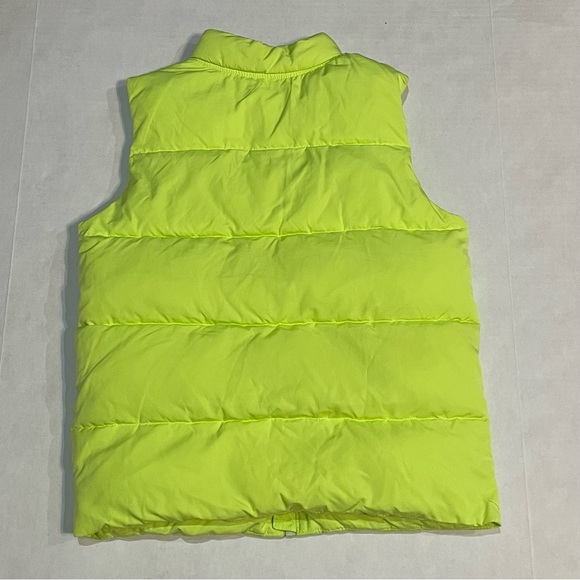 Cat & Jack Neon Yellow-Green Zip-Up Puffer Vest, Kids Sz XL (14/16) - Picture 2 of 3